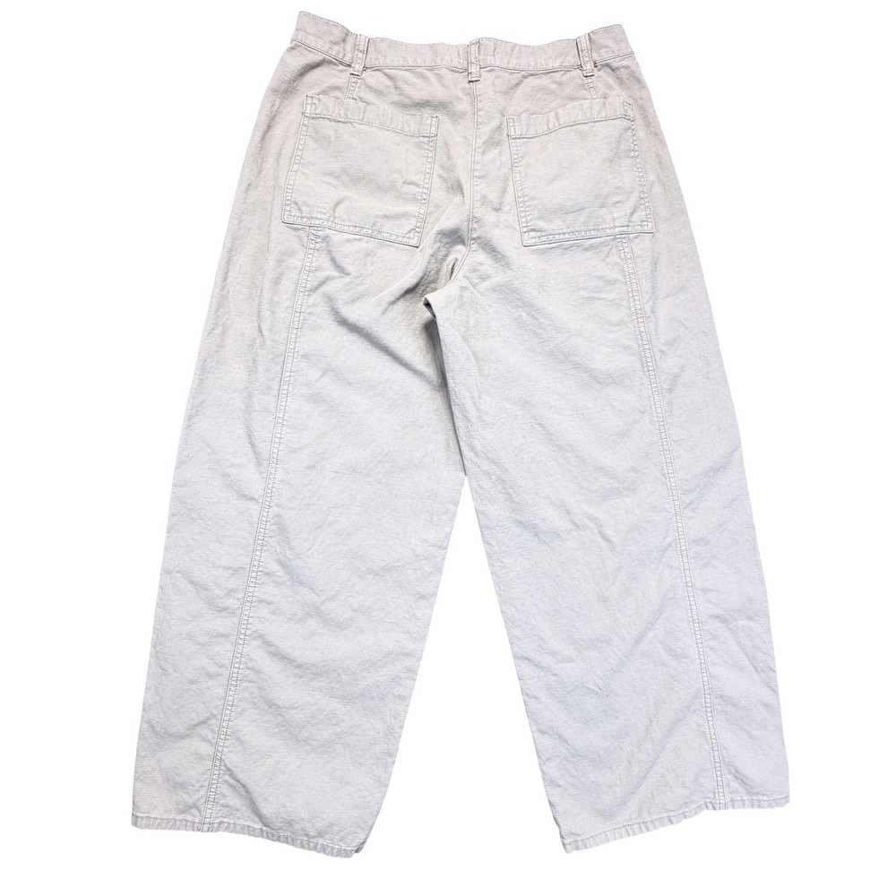 Eileen Fisher Organic Cotton Hemp Wide Leg Crop Pants Taupe Tan Womens Medium - Picture 2 of 8